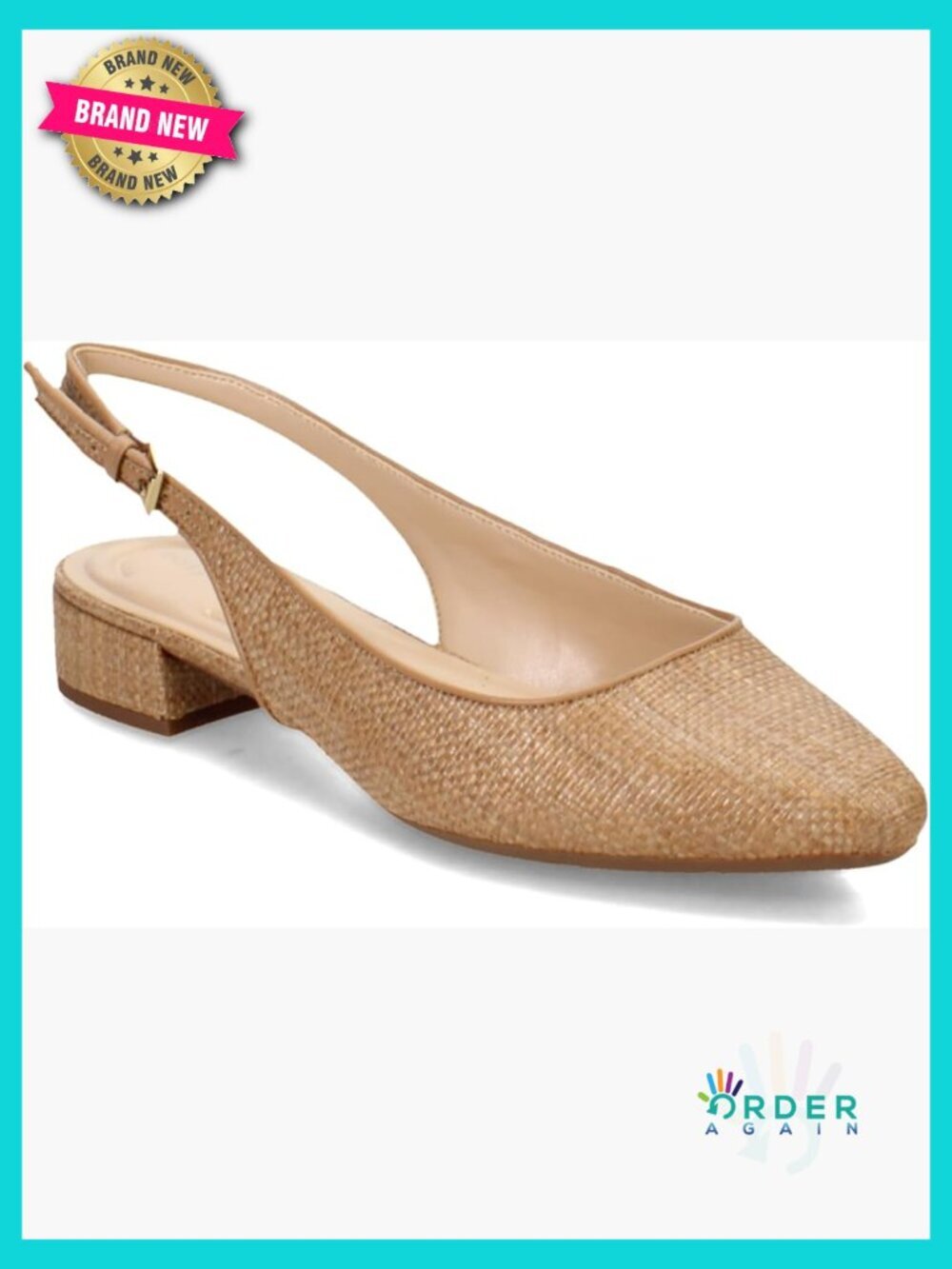 Slingback Pump Low Heel Cushioned Comfort Dress Shoes Hook & Loop